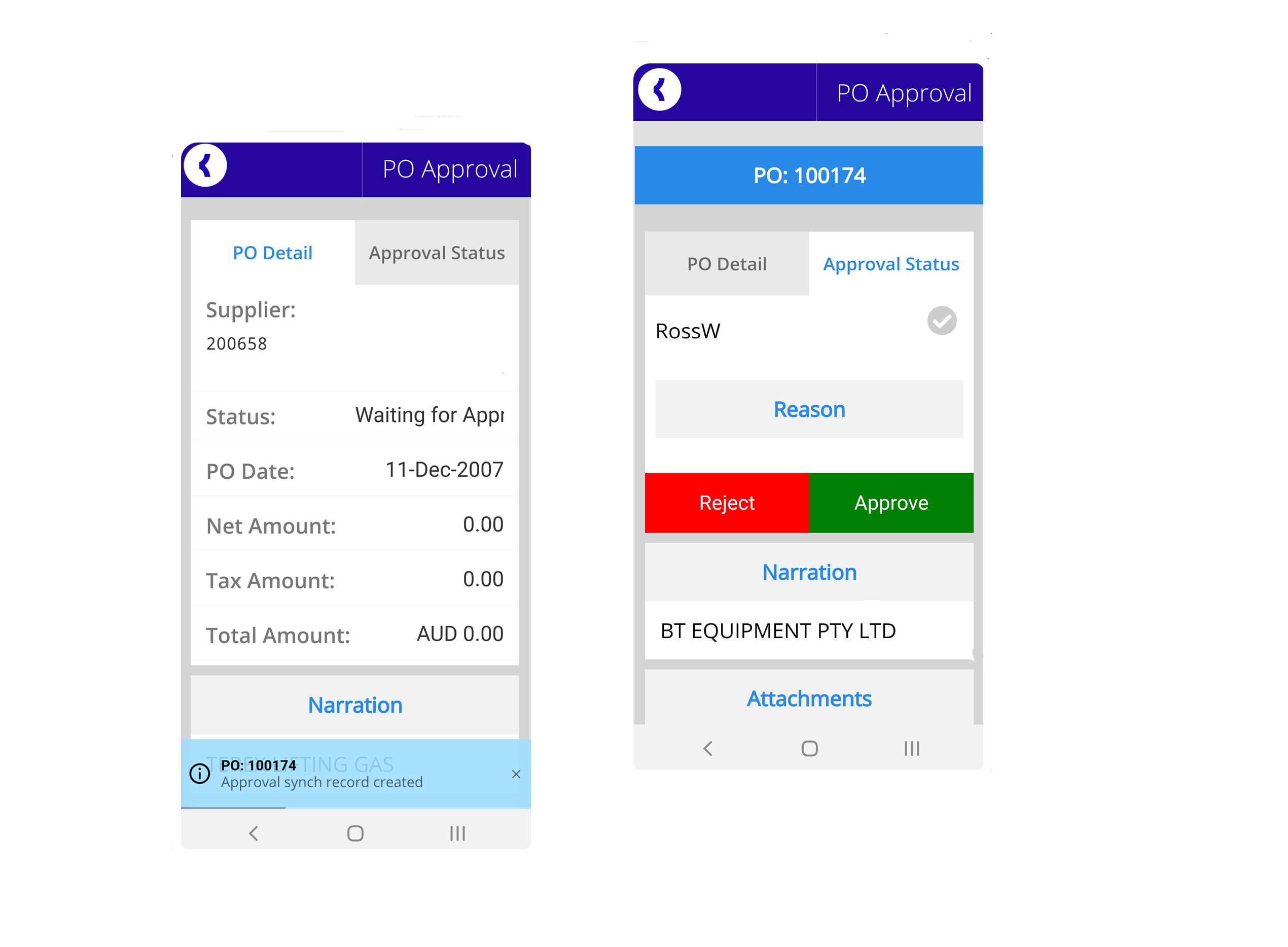 TOKN PO approvals Mobile apps