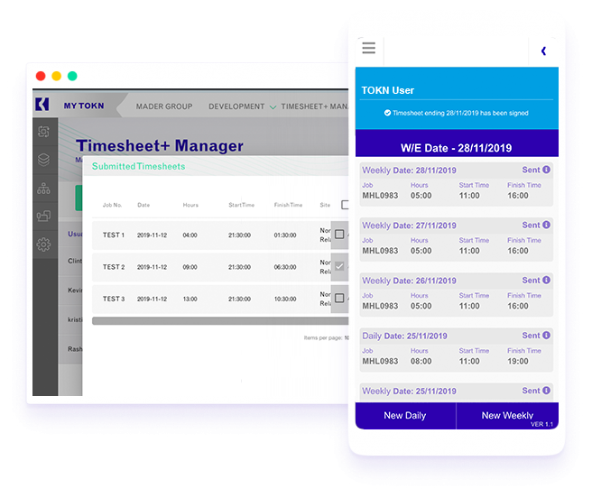 Mobile Time Sheet by TOKNTechnology